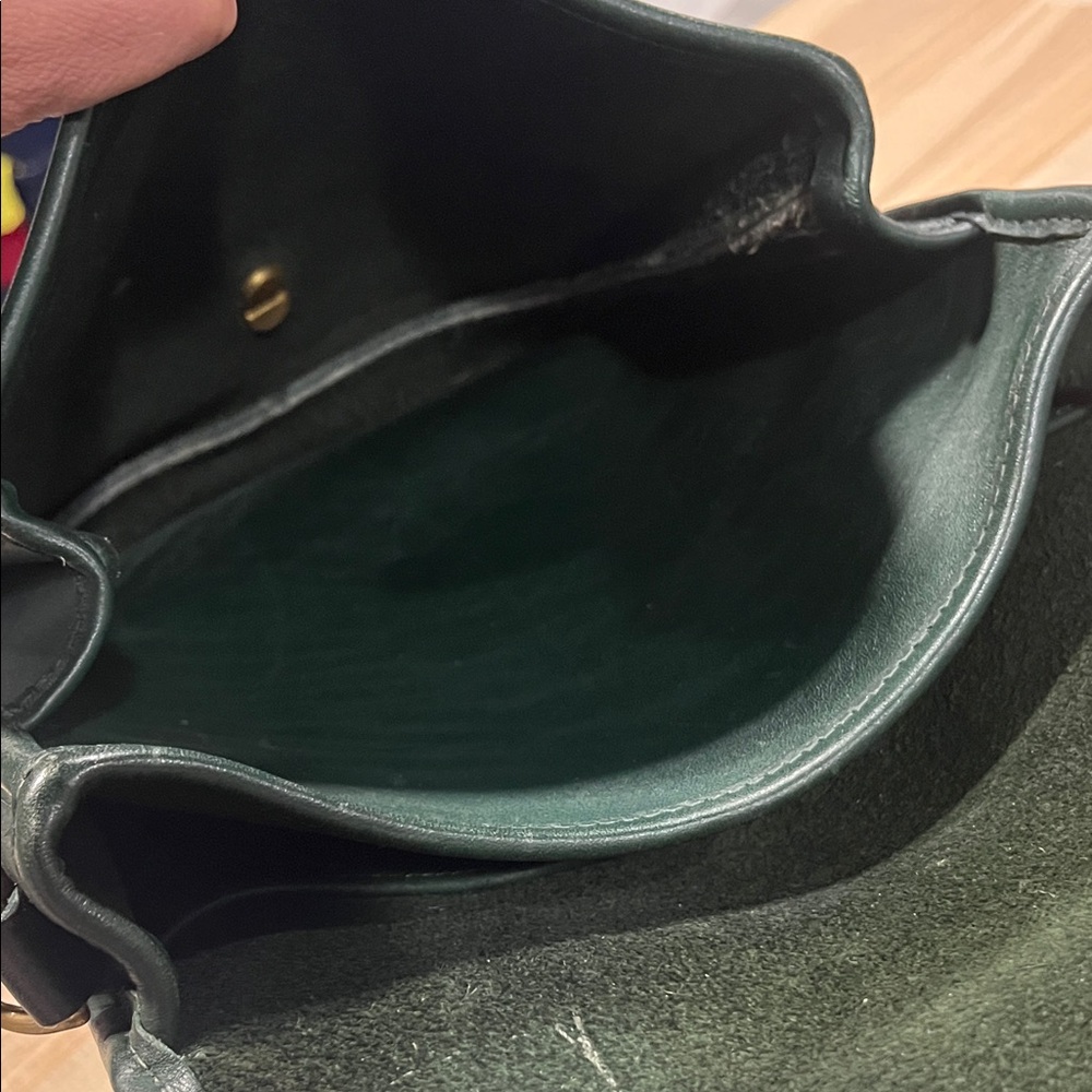 Vintage station bag emerald green Elegant Green Leather Bag leather gold hard - Picture 14 of 14